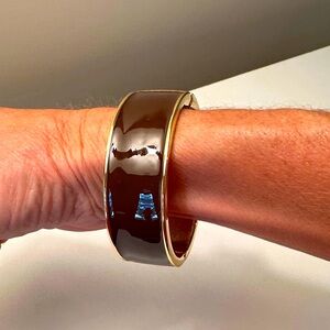 Enamel Bangle Bracelet in Brown and Gold - new